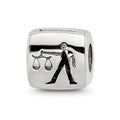 Sterling Silver Reflections Libra Zodiac Antiqued Bead, 8.18 x 8.18 mm