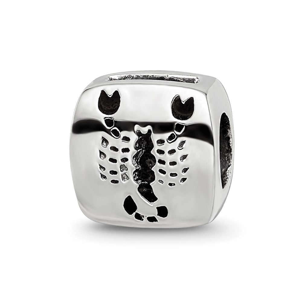 Sterling Silver Reflections Scorpio Zodiac Antiqued Bead, 8.18 x 8.18 mm