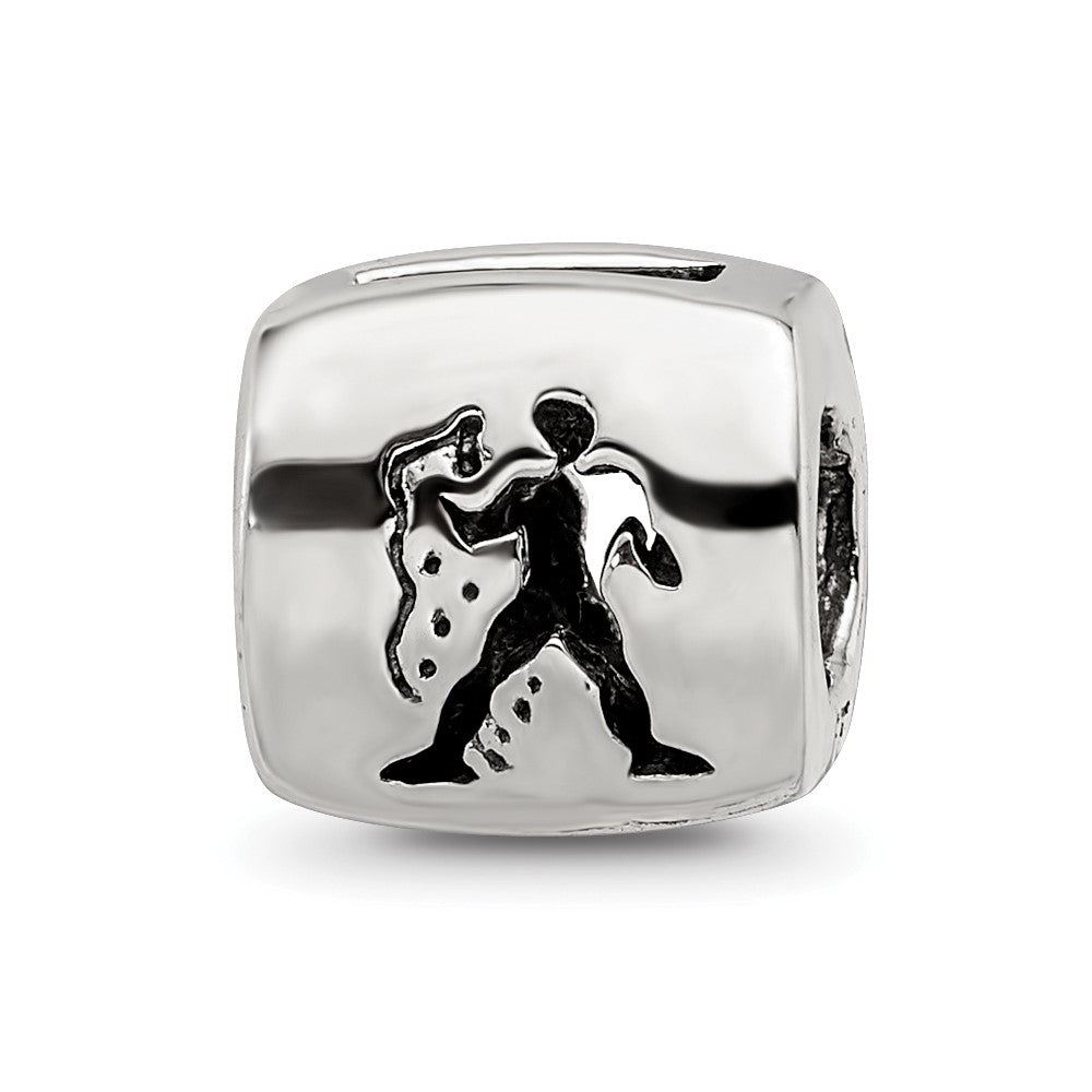 Sterling Silver Reflections Aquarius Zodiac Antiqued Bead, 8.18 x 8.18 mm