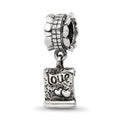 Sterling Silver Reflections Love Note Dangle Bead, 18.18 x 7.27 mm