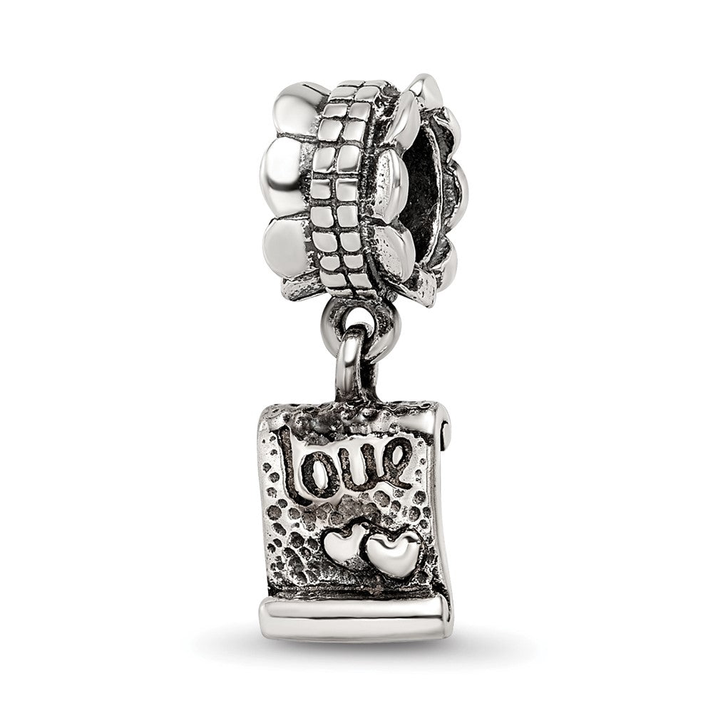 Sterling Silver Reflections Love Note Dangle Bead, 18.18 x 7.27 mm