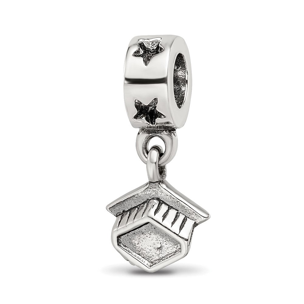 Sterling Silver Reflections Graduation Cap Dangle Bead, 19.09 x 3.64 mm