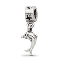 Sterling Silver Reflections Dolphin Dangle Bead, 22.73 x 7.27 mm