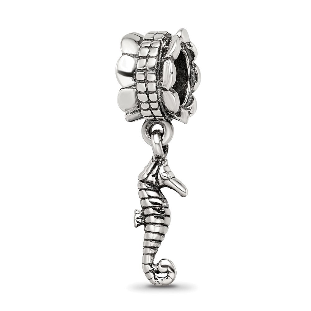 Sterling Silver Reflections Seahorse Dangle Bead, 22.73 x 5.45 mm
