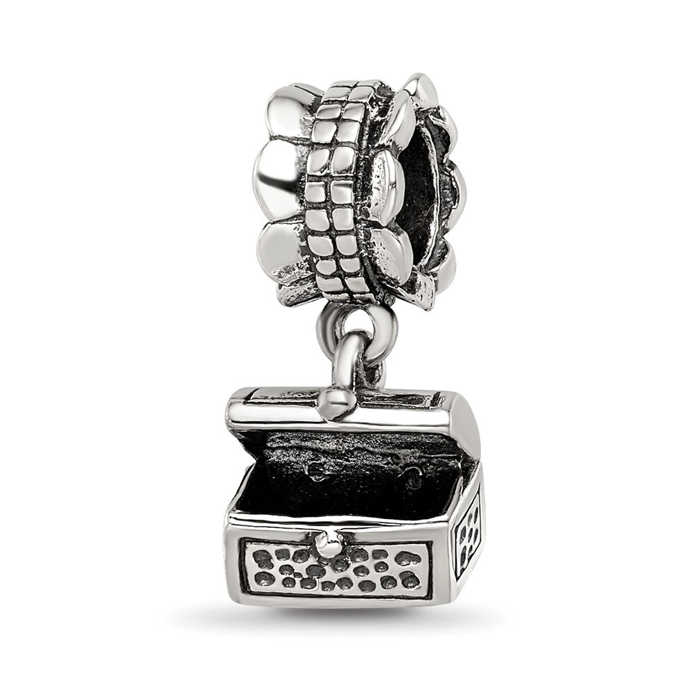 Sterling Silver Reflections Treasure Chest Dangle Bead, 18.18 x 7.27 mm
