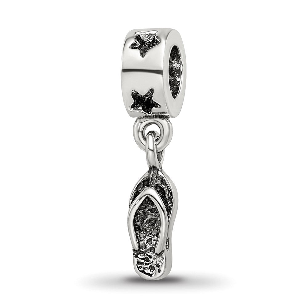 Sterling Silver Reflections Flip Flop Dangle Bead, 23.64 x 4.55 mm