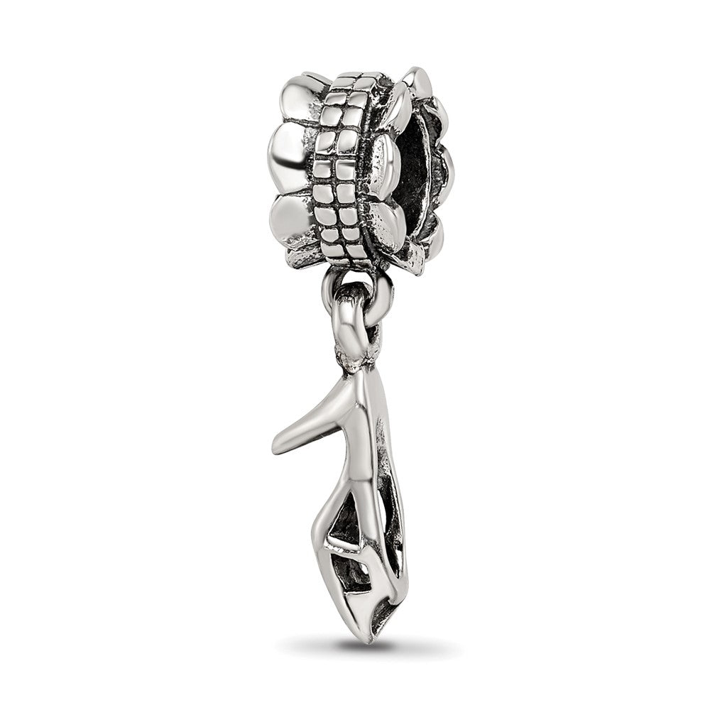Sterling Silver Reflections High Heel Shoe Dangle Bead, 22.73 x 6.36 mm