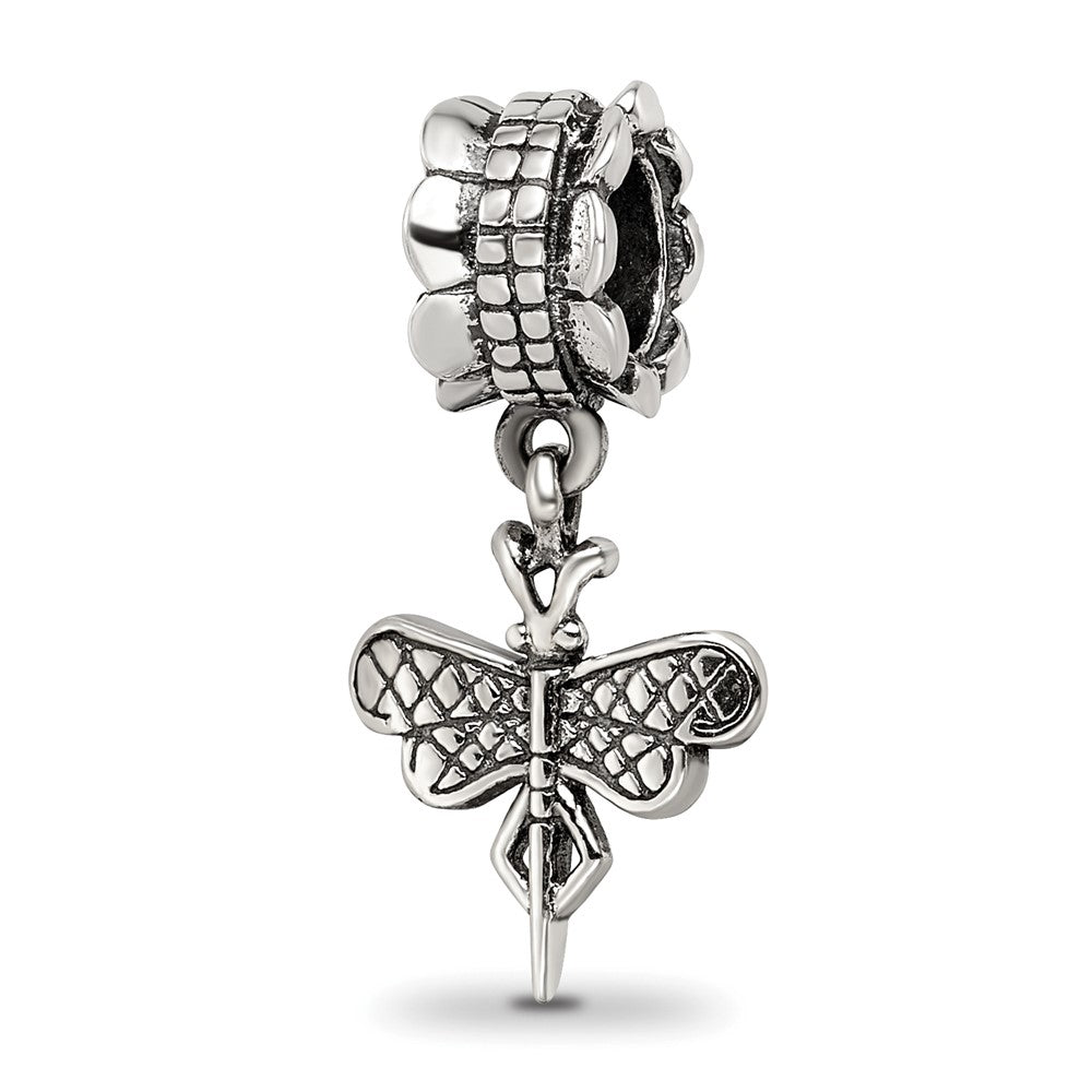 Sterling Silver Reflections Dragonfly Dangle Bead, 21.82 x 11.82 mm