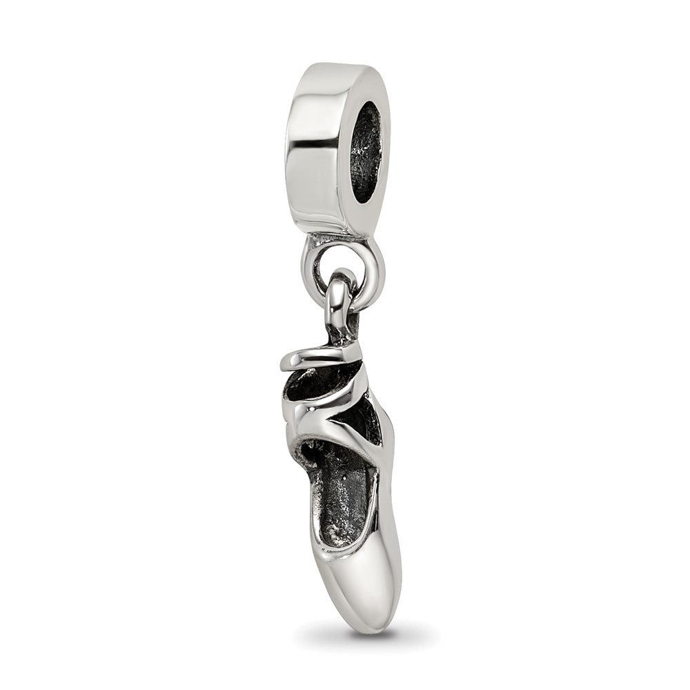 Sterling Silver Reflections Ballet Slipper Dangle Bead, 23.64 x 3.64 mm