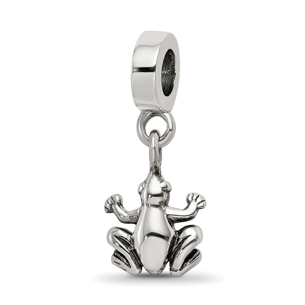 Sterling Silver Reflections Frog Dangle Bead, 21.82 x 8.18 mm