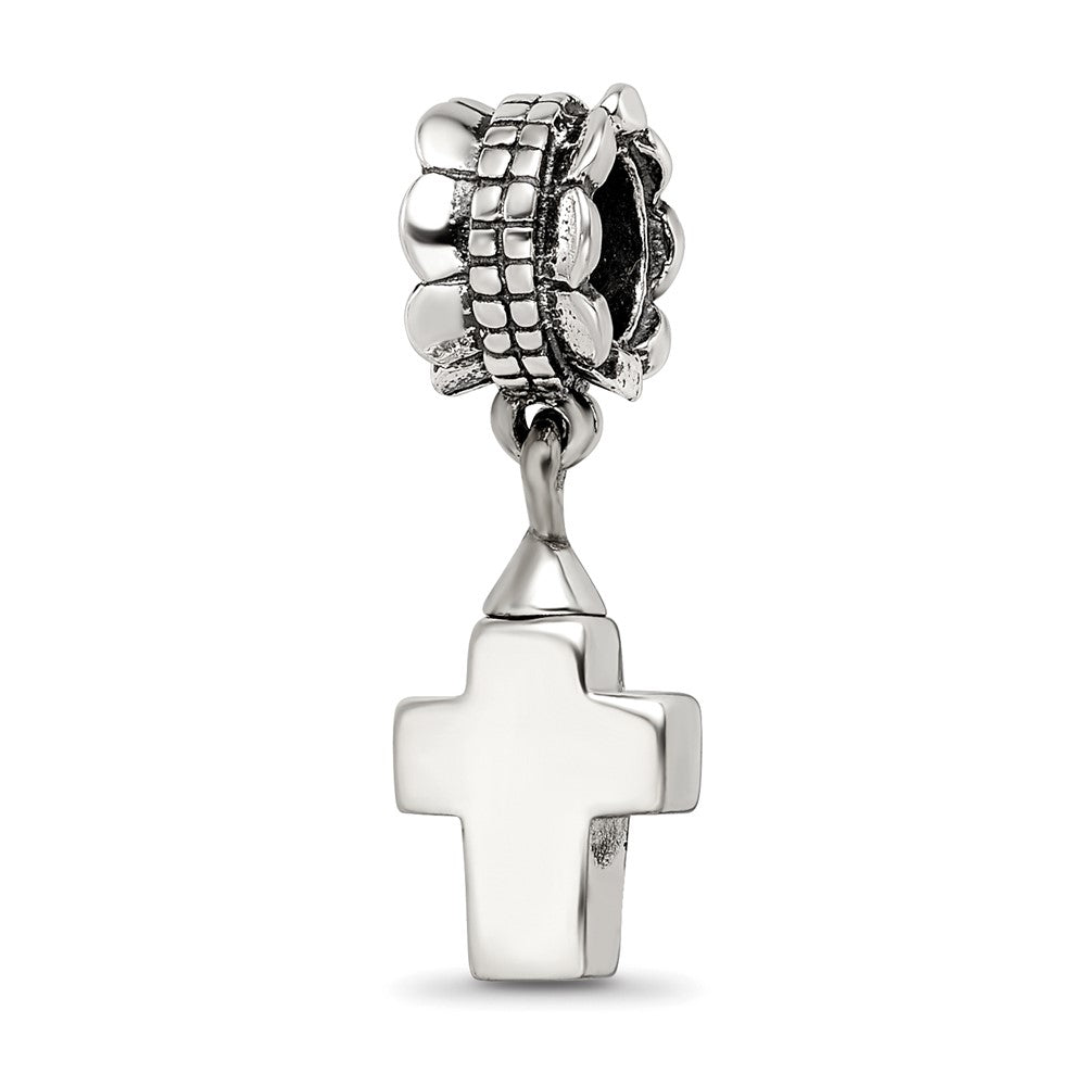 Sterling Silver Reflections Cross Ash Dangle Bead, 27.27 x 8.18 mm