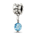 Sterling Silver Reflections Blue Preciosa Crystal Dangle Bead, 20.91 x 6.36 mm