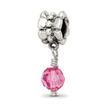 Sterling Silver Reflections Pink Preciosa Crystal Dangle Bead, 20.91 x 6.36 mm