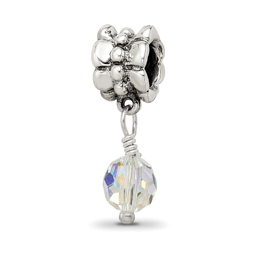 Sterling Silver Reflections Clear Preciosa Crystal Dangle Bead, 20.91 x 6.36 mm
