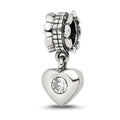 Sterling Silver Reflections CZ Heart Dangle Bead, 20.91 x 5.45 mm