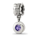 Sterling Silver Reflections Purple CZ Round Dangle Bead, 20.91 x 8.18 mm