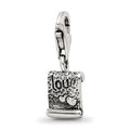 Sterling Silver Reflections Love Note Click-on for Bead, 20.91 x 6.36 mm