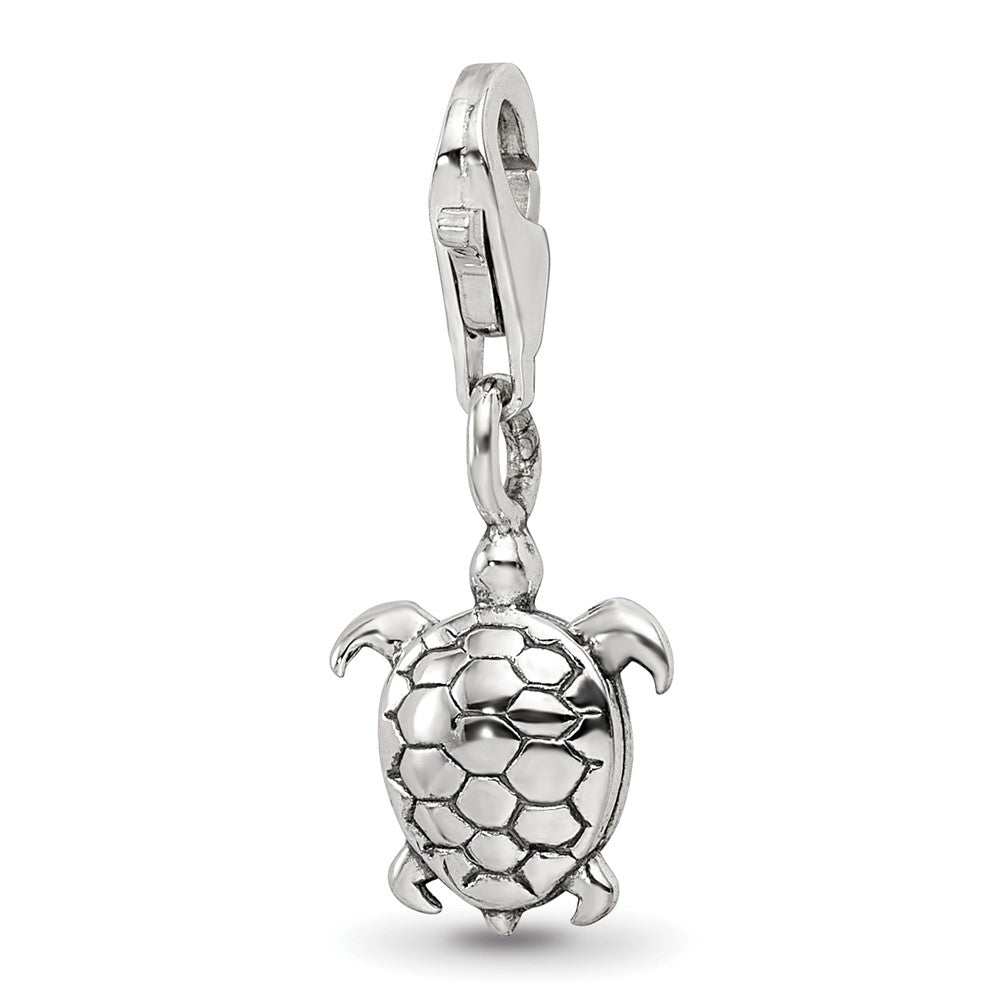 Sterling Silver Reflections Turtle Click-on for Bead, 22.73 x 8.18 mm