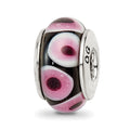 Sterling Silver Reflections Black/Pink Hand-blown Glass Bead, 13.64 x 7.27 mm, 1.17 g - ID5S9QRS5988L7