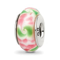 Sterling Silver Reflections Pink/Green Hand-blown Glass Bead, 13.64 x 7.27 mm, 1.17 g - ID5S9QRS6008L7