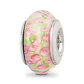 Sterling Silver Reflections Pink/Green Hand-blown Glass Bead, 13.64 x 7.27 mm, 1.17 g - ID5S9QRS6118L7