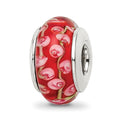 Sterling Silver Reflections Pink/Red Hand-blown Glass Bead, 13.64 x 7.27 mm