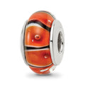 Sterling Silver Reflections Orange Hand-blown Glass Bead, 13.64 x 7.27 mm, 1.17 g - ID5S9QRS6148L7