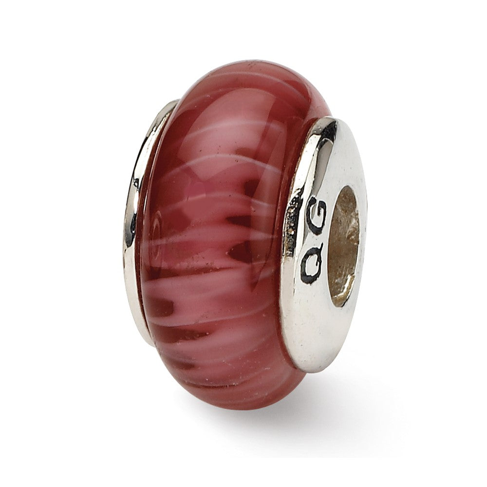 Sterling Silver Reflections Hand-blown Glass Bead, 13.64 x 7.27 mm