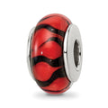 Sterling Silver Reflections Red/Black Hand-blown Glass Bead, 13.64 x 7.27 mm, 1.17 g - ID5S9QRS6218L7