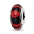 Sterling Silver Reflections Red/Black Hand-blown Glass Bead, 13.64 x 7.27 mm, 1.17 g - ID5S9QRS6238L7