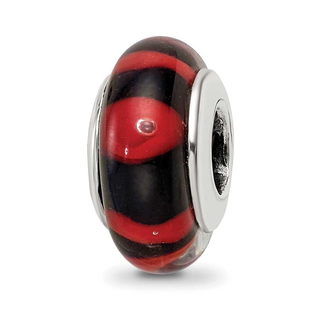 Sterling Silver Reflections Red/Black Hand-blown Glass Bead, 13.64 x 7.27 mm, 1.17 g - ID5S9QRS6238L7