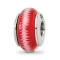 Sterling Silver Reflections Red Hand-blown Glass Bead, 13.64 x 7.27 mm