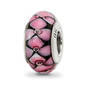Sterling Silver Reflections Black/Pink Hand-blown Glass Bead, 13.64 x 7.27 mm, 1.17 g - ID5S9QRS6368L7