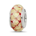 Sterling Silver Reflections Yellow Floral Hand-blown Glass Bead, 13.64 x 7.27 mm