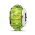 Sterling Silver Reflections Green Hand-blown Glass Bead, 13.64 x 7.27 mm, 1.17 g - ID5S9QRS6508L7