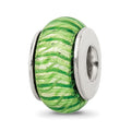 Sterling Silver Reflections Green Hand-blown Glass Bead, 13.64 x 7.27 mm, 1.17 g - ID5S9QRS6518L7