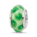 Sterling Silver Reflections Green Hand-blown Glass Bead, 13.64 x 7.27 mm, 1.17 g - ID5S9QRS6538L7