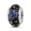 Sterling Silver Reflections Blue Hand-blown Glass Bead, 13.64 x 7.27 mm, 1.17 g - ID5S9QRS6788L7