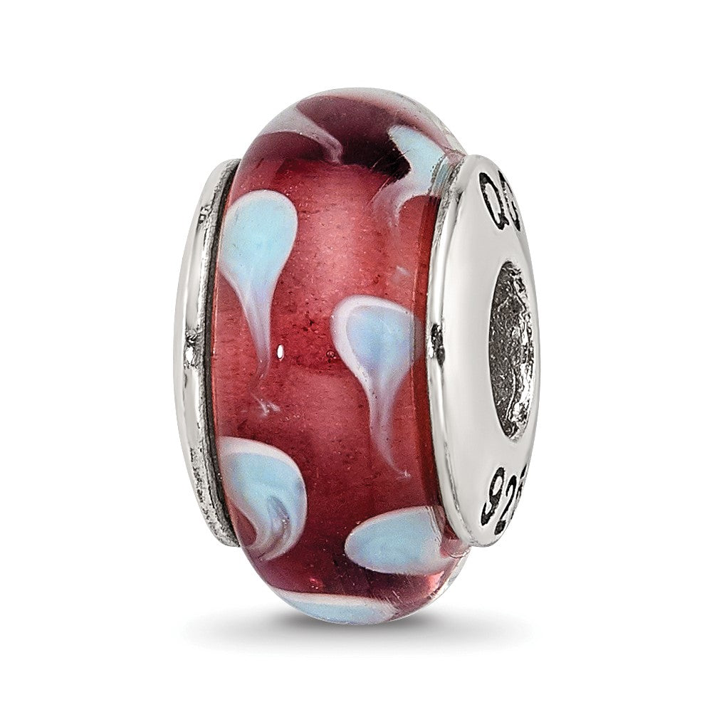 Sterling Silver Reflections Blue Hand-blown Glass Bead, 13.64 x 7.27 mm, 1.17 g - ID5S9QRS6978L7