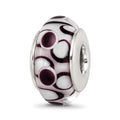 Sterling Silver Reflections Black Hand-blown Glass Bead, 13.64 x 7.27 mm