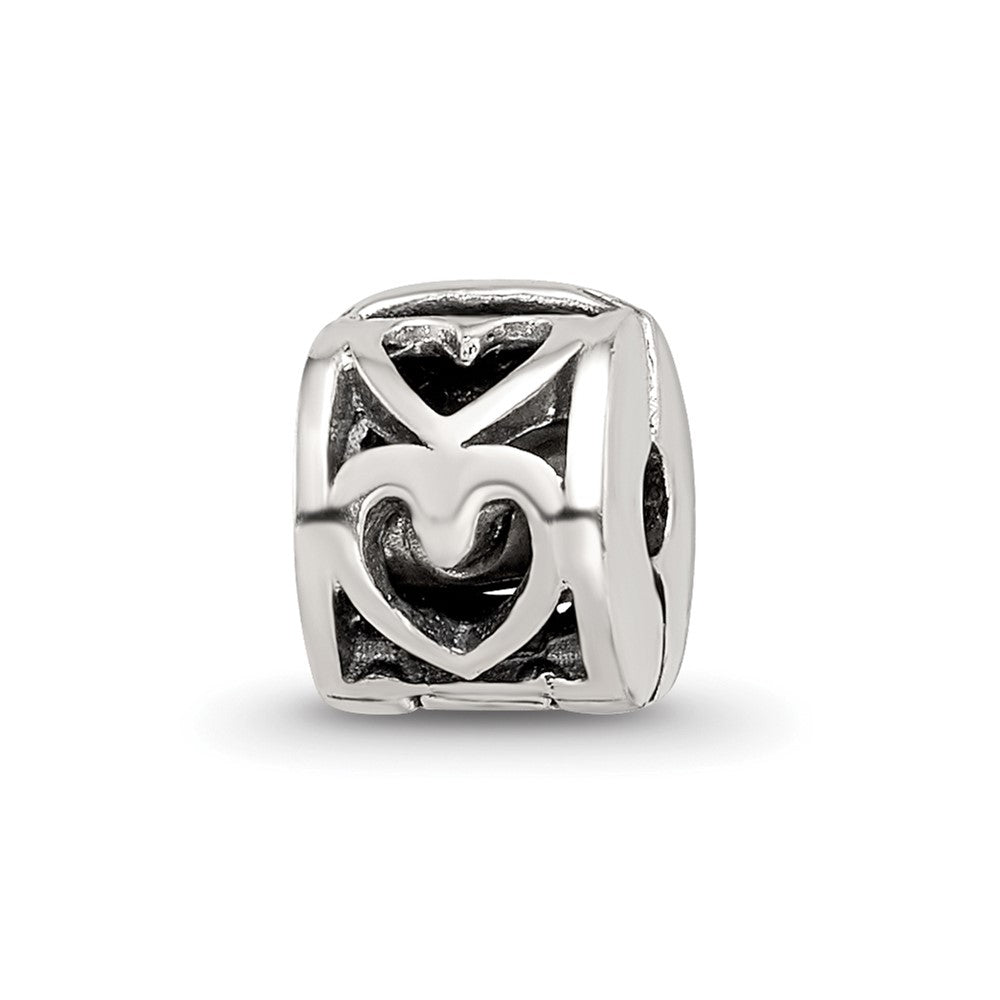 Kids Collection Sterling Silver Reflections Heart Pattern Clip Bead, 7.27 x 5.45 mm