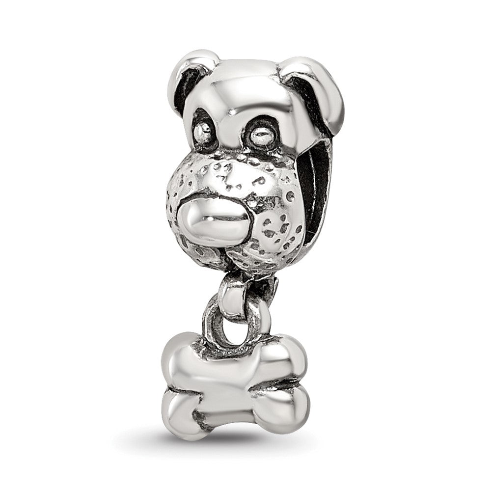 Sterling Silver Reflections Kids Dog & Bone Bead, 13.64 x 5.45 mm