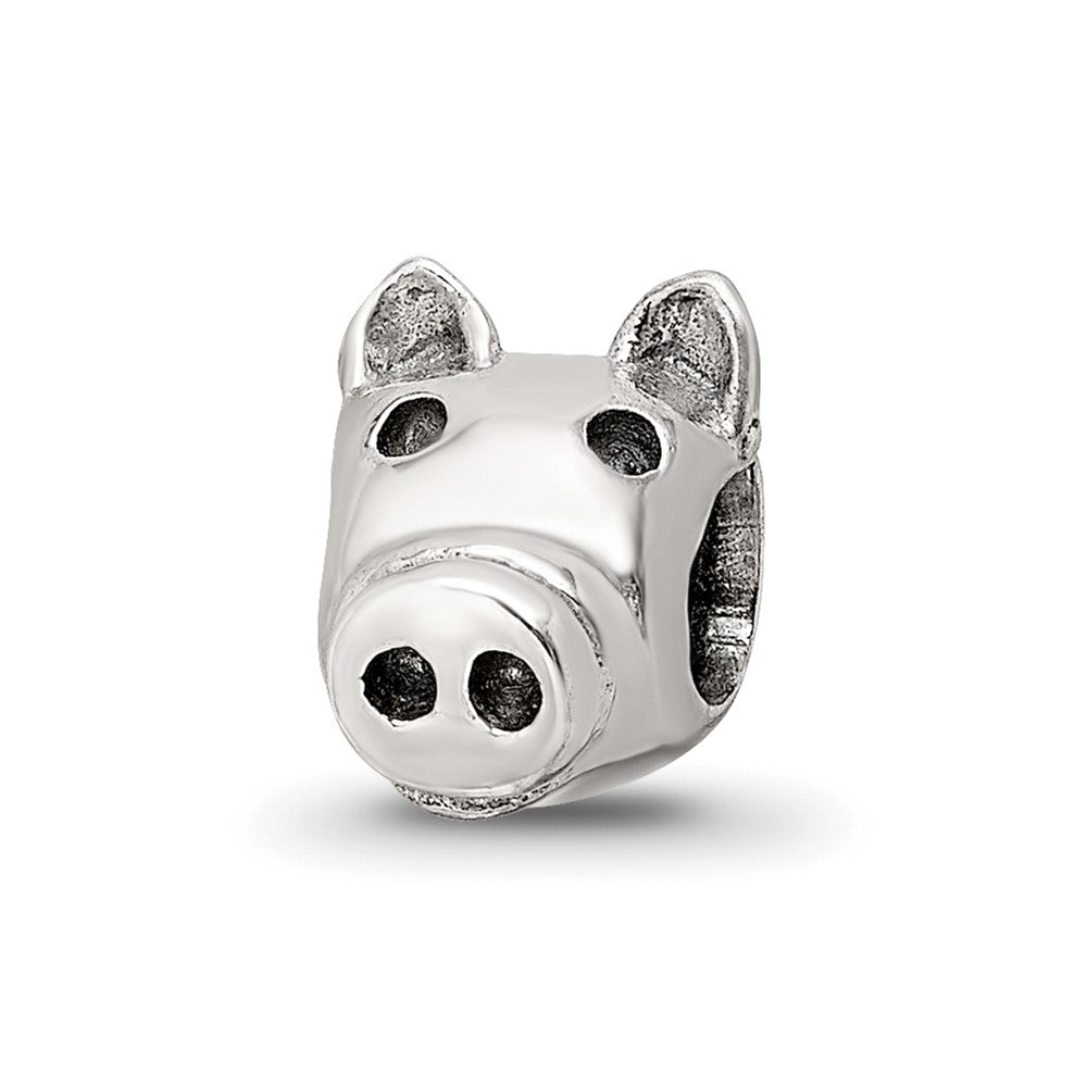 Sterling Silver Reflections Kids Pig Bead, 8.18 x 6.36 mm