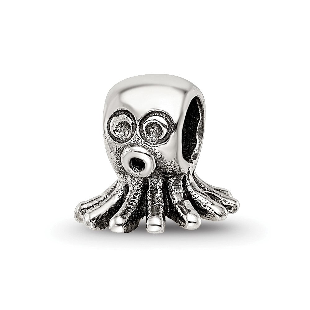 Sterling Silver Reflections Kids Octopus Bead, 8.18 x 8.18 mm