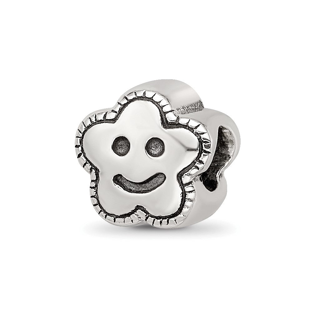 Sterling Silver Reflections Kids Smiley Flower Bead, 7.27 x 7.27 mm