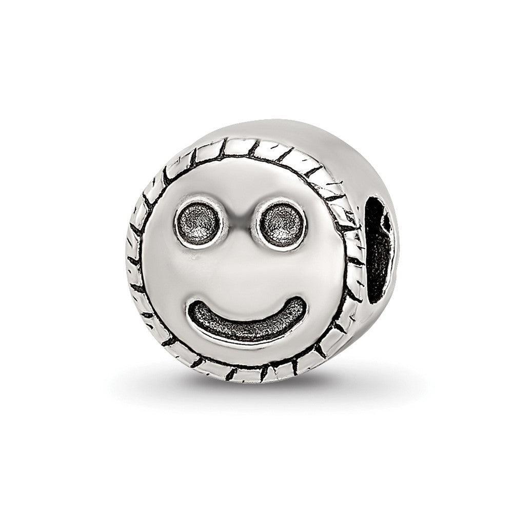 Sterling Silver Reflections Kids Smiley Face Bead, 8.18 x 7.27 mm