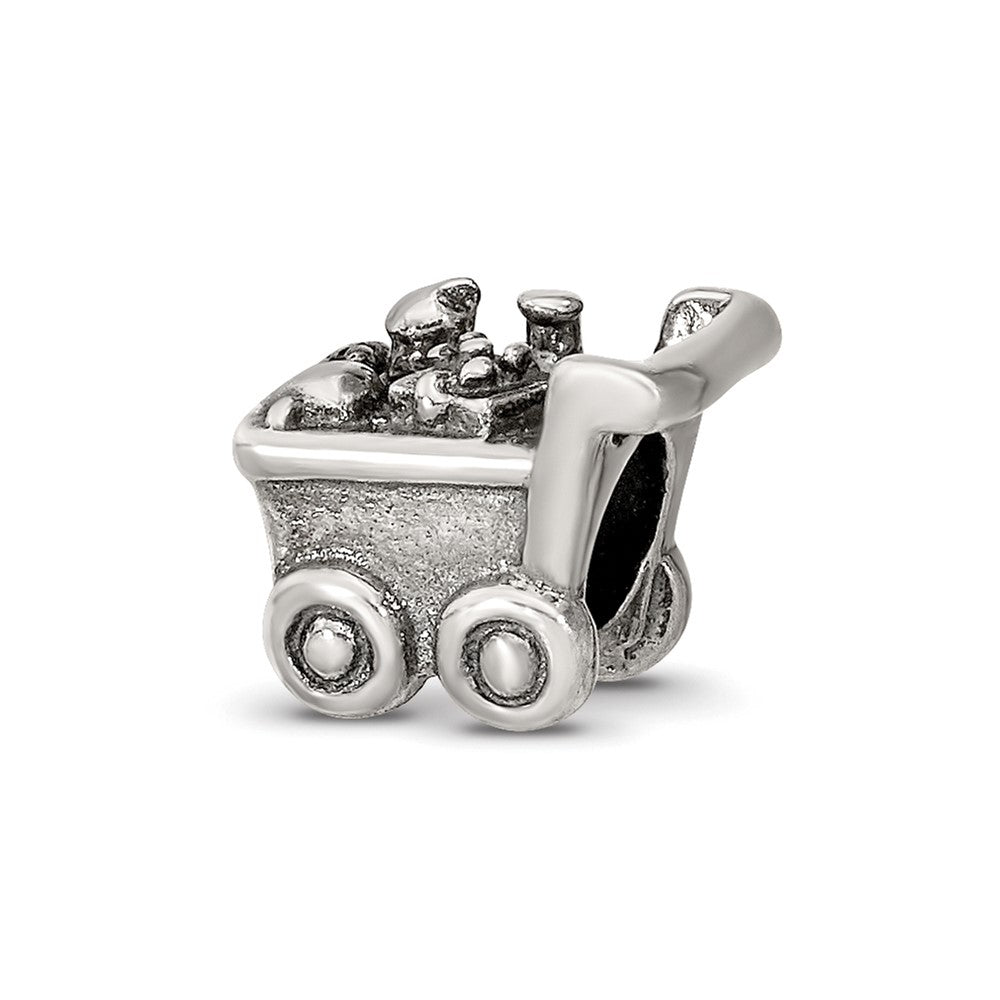 Sterling Silver Reflections Kids Shopping Cart Bead, 8.18 x 8.18 mm