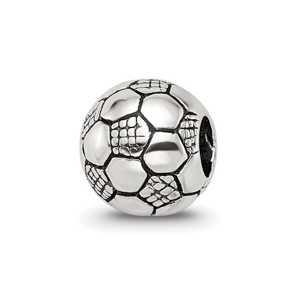 Sterling Silver Reflections Kids Soccer Ball Bead, 8.18 x 8.18 mm