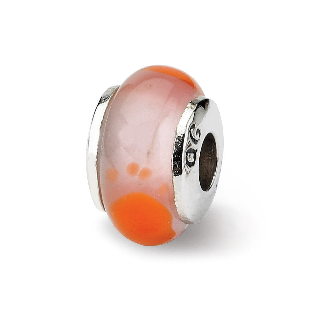 Sterling Silver Reflections Kids Orange Foot Mur.Glass Bead, 11.82 x 6.36 mm