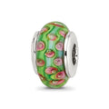 Sterling Silver Reflections Kids Green Blue Hand-blown Glass Bead, 11.82 x 6.36 mm